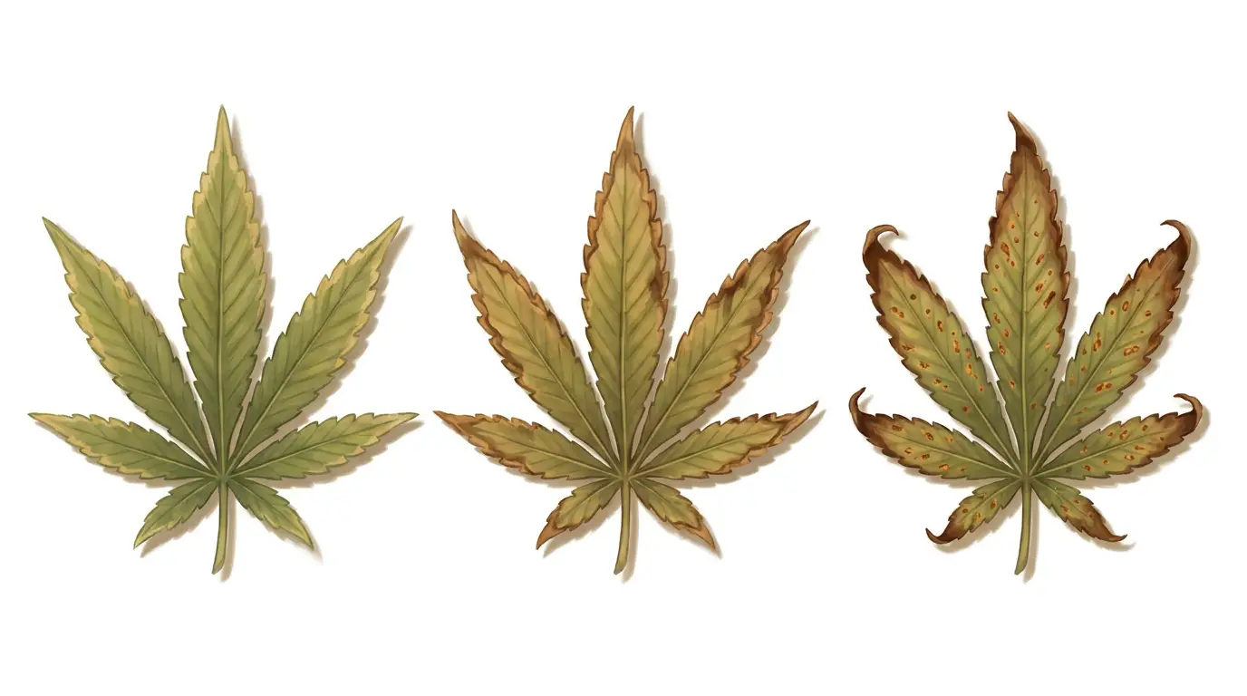 Potassium deficiency progression from margin yellowing to scorch